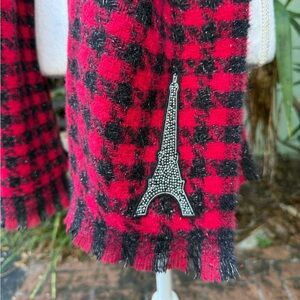 Red and Black Plaid Karl Lagerfeld Scarf